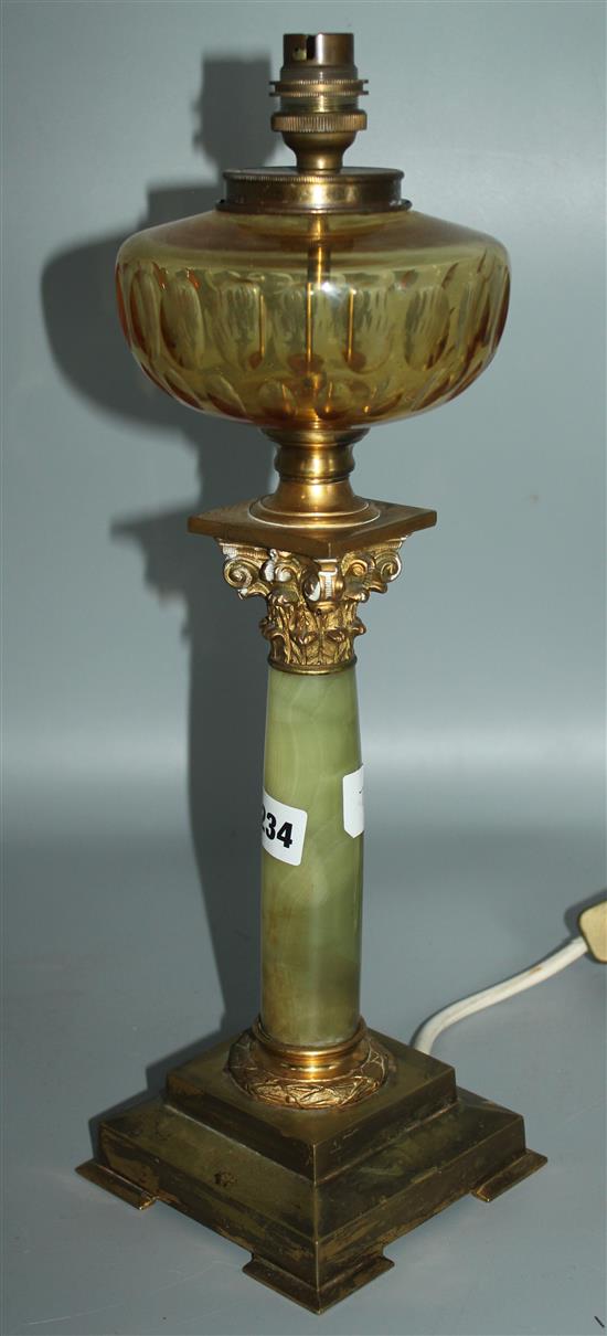 Onyx and amber glass lamp